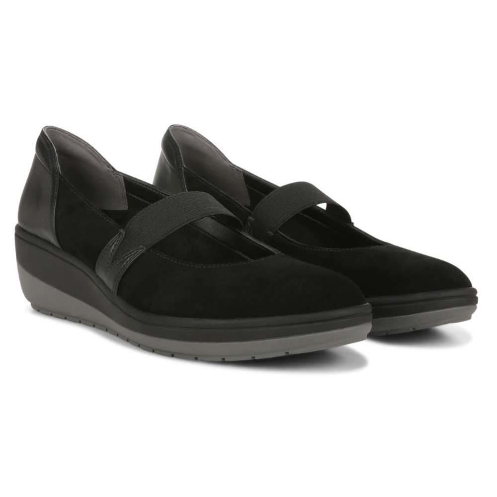Vionic Judie Womens Black Suede Orthotic Mary Jane Wedge Casual Shoe. Size 7